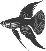 ai generato silhouette guppy pesce animale nero colore solo pieno corpo vettore