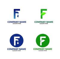 lettera moderna logo natura con colore verde e blu minimalis con la lettera f vettore