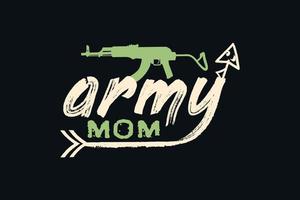 design della maglietta della mamma dell'esercito. vettore
