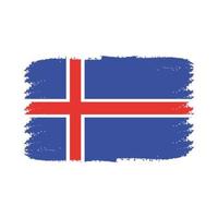 bandiera islandese con pennello dipinto ad acquerello vettore