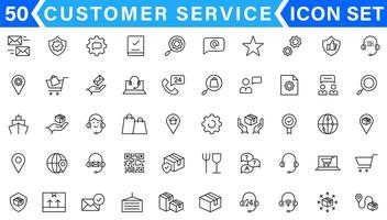 linea icone relazionato per cliente Esperienza, cliente soddisfazione, revisione, feedback. schema icona collezione. modificabile ictus. vettore illustrazione