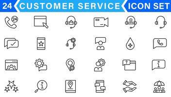 linea icone relazionato per cliente Esperienza, cliente soddisfazione, revisione, feedback. schema icona collezione. modificabile ictus. vettore illustrazione