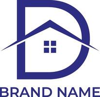 d Casa iniziale lettera logo design vettore