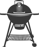 ai generato silhouette un' barbecue griglia compensare fumatore superiore giù nero colore solo vettore