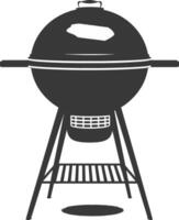 ai generato silhouette un' barbecue griglia compensare fumatore superiore giù nero colore solo vettore