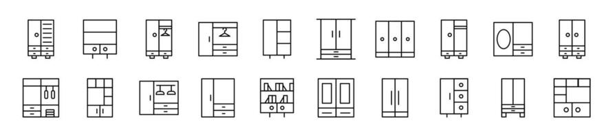 armadio linea icone collezione. modificabile ictus. semplice lineare illustrazione per ragnatela siti, giornali, articoli libro vettore