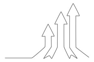 uno continuo linea disegno di freccia concetto. scarabocchio vettore illustrazione nel semplice lineare stile.