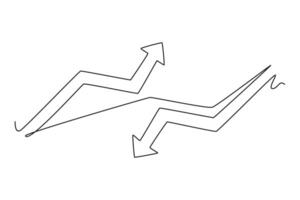 uno continuo linea disegno di freccia concetto. scarabocchio vettore illustrazione nel semplice lineare stile.