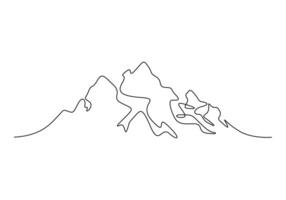 continuo uno linea disegno di montagna gamma paesaggio. avventura inverno gli sport concetto isolato su bianca sfondo vettore illustrazione