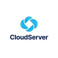 nube Condividere dati ospitando server vettore illustrazione logo