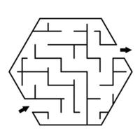 vettore labirinto modello. vuoto nero e bianca esagono sagomato geometrico labirinto isolato su bianca sfondo. prescolastico stampabile educativo attività o gioco campione