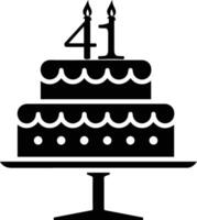 un' bianco e nero Immagine di un' torta con il numero 41 su esso. vettore