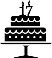 un' bianco e nero Immagine di un' torta con il numero 17 su esso. vettore