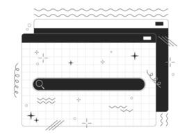 ricerca campo su pagina web monocromatico linea cartone animato oggetti vettore