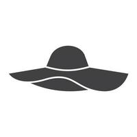 icona del glifo con cappello da spiaggia femminile. simbolo di sagoma. spazio negativo. illustrazione vettoriale isolato