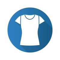 icona del glifo con ombra lunga design piatto t-shirt da donna. illustrazione vettoriale silhouette