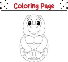 carino tartaruga colorazione pagina per bambini. animale colorazione libro vettore