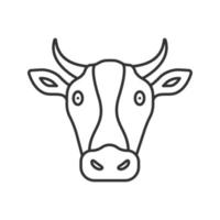 icona lineare della testa di mucca. allevamento di bestiame. agricoltura. illustrazione di linea sottile. simbolo di contorno. disegno vettoriale isolato contorno