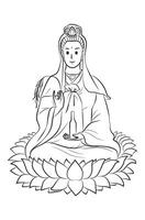 guan yin kwan sono cartone animato illustrazione vettore