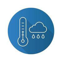 autunno tempo piatto lineare lunga ombra icona. termometro e nuvola piovosa. simbolo di contorno vettoriale