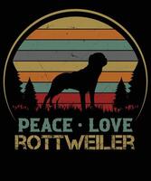 pace amore rottweiler retrò maglietta design vettore