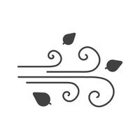 icona del glifo con vento che soffia. simbolo di sagoma. tempo ventoso. spazio negativo. illustrazione vettoriale isolato