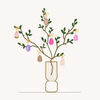 Pasqua uovo albero - vettore isolato illustrazione. primavera centrotavola decorato con Pasqua uova e archi. mano disegnato design per stampe, manifesto, carta, adesivi