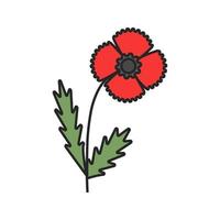 icona di colore del fiore di papavero. illustrazione vettoriale isolato