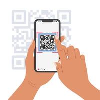 qr codice mobile Telefono scansione su schermo. attività commerciale e tecnologia concetto. illustrazione. vettore. vettore