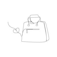 donna moda Borsa per in viaggio o shopping uno linea arte disegno minimalista design vettore e illustrazione