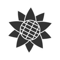 icona del glifo con testa di girasole. simbolo di sagoma. spazio negativo. illustrazione vettoriale isolato