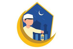 Ramadan kareem piatto design illustrazione vettore