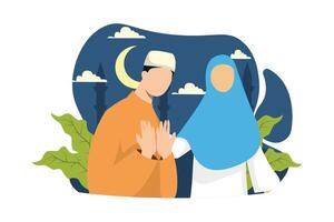 Ramadan kareem piatto design illustrazione vettore