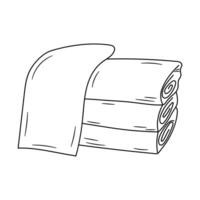 pila di piegato asciugamani. mano disegnato scarabocchio vettore illustrazione.