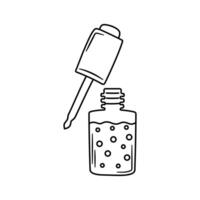 cosmetico bottiglia con contagocce. siero contagocce bottiglia con pipetta. mano disegnato scarabocchio vettore illustrazione.