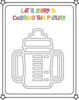 disegno vettore colorazione libro illustrazione bambino latte bottiglia