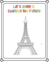 disegno vettore colorazione libro illustrazione eiffel Torre