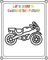 disegno vettore colorazione libro illustrazione motociclo