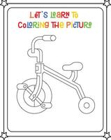 disegno vettore colorazione libro illustrazione bicicletta per bambini