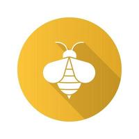 icona del glifo con design piatto ape lunga ombra. segno dell'apiario. vespa. illustrazione vettoriale silhouette