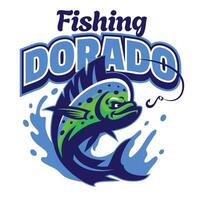 dorado pesca logo portafortuna design vettore