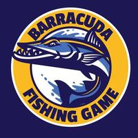 Barracuda pesce portafortuna logo design vettore