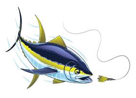 pinna gialla tonno pesce nel veloce movimento attraente il esca vettore