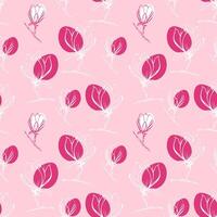 senza soluzione di continuità modello con primavera e estate fiori. in stile schizzo magnolia modello, disegnato a mano su rosa sfondo per unico design di confezione e fiore negozi. vettore