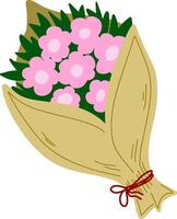 un' mazzo di rosa fiori è mostrato nel Questo cartone animato vettore