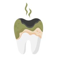 dente del fumetto di vettore con la malattia di carie dentaria.