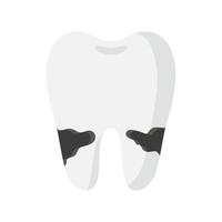 dente del fumetto vettoriale con malattia della carie della radice dentale.