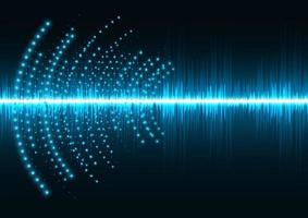 onde sonore luce blu scuro. sfondo astratto di tecnologia. vettore