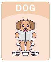 flashcard alfabeto con simpatico personaggio dei cartoni animati di cane. vettore