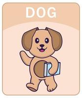 flashcard alfabeto con simpatico personaggio dei cartoni animati di cane. vettore